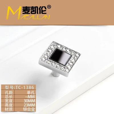 30X23mm Черная стеклянная тумба кухонного шкафа дверные ручки серебряные стразы k9 хрустальные ручки для шкафа современный люкс - Цвет: 30X23mm