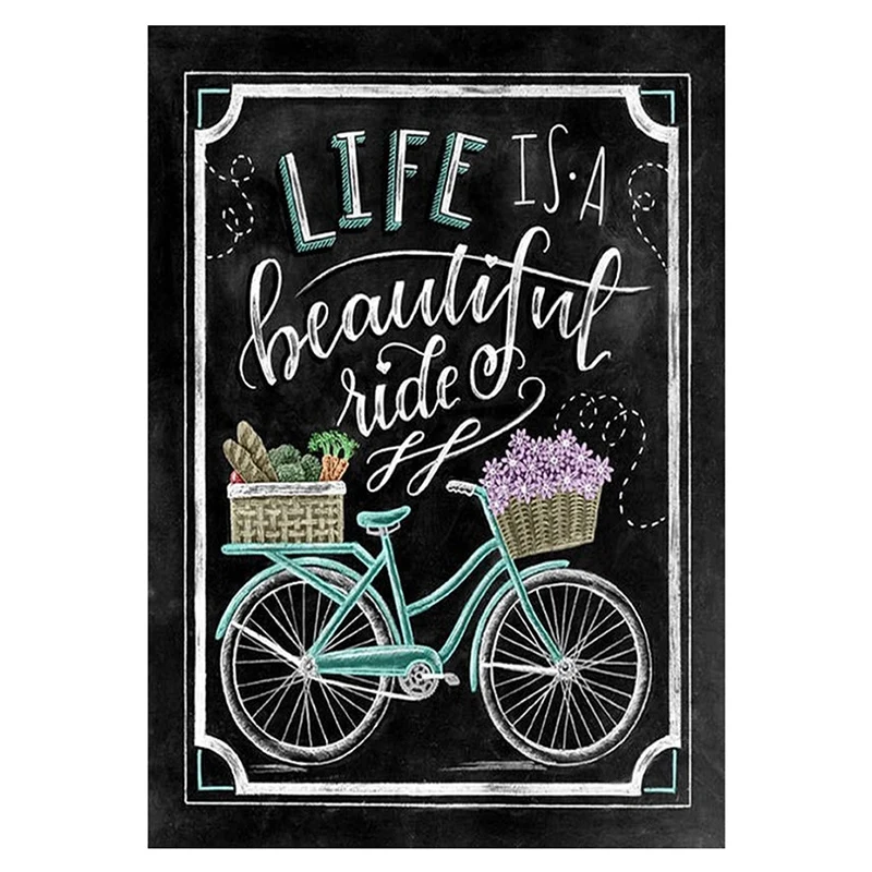 Diy 5D полный Алмазная картина вышивка крестиком Велосипед жизнь слово карточное