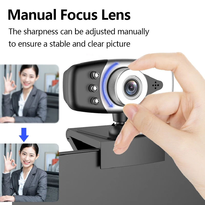 

2020 New 720P/1080P USB Webcam With Microphon Manual Focus And Microphone USB Web Cam For PC Laptop Desktop Web Camera