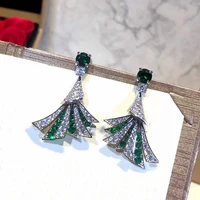 luxury jewelry roman 11 logo super shiny emerald bvl large exaggerate earrings woman hot sale fashion popular brand trend gift