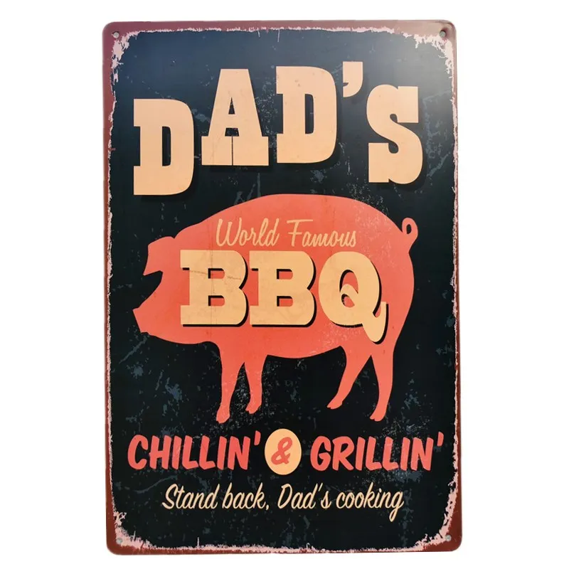 

Dad's BBQ Retro Metal Tin Signs Poster Wall Dcor Bar Pub Garage Plaques Wall House Art Decor Bar Metal Art Decor