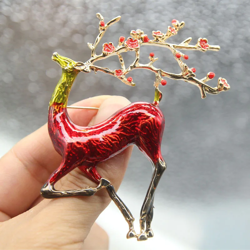 

Vintage Sika Deer Brooch Creative Christmas Beads Inlaid Female Temperament All-Match Gifts Jewelry Accessories Brooch Pins