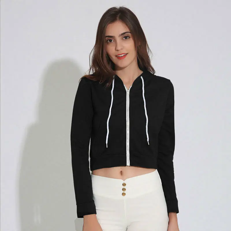

Goocheer New Women Fashion Casual Loose Punk Hooded Hoodie Long Sleeve Stylish Crop Top Spring Autumn Sweatshirt Tracksuit