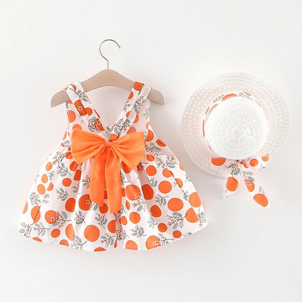 2021 летнее платье для маленьких девочек комплект из соломенной шляпы без рукавов