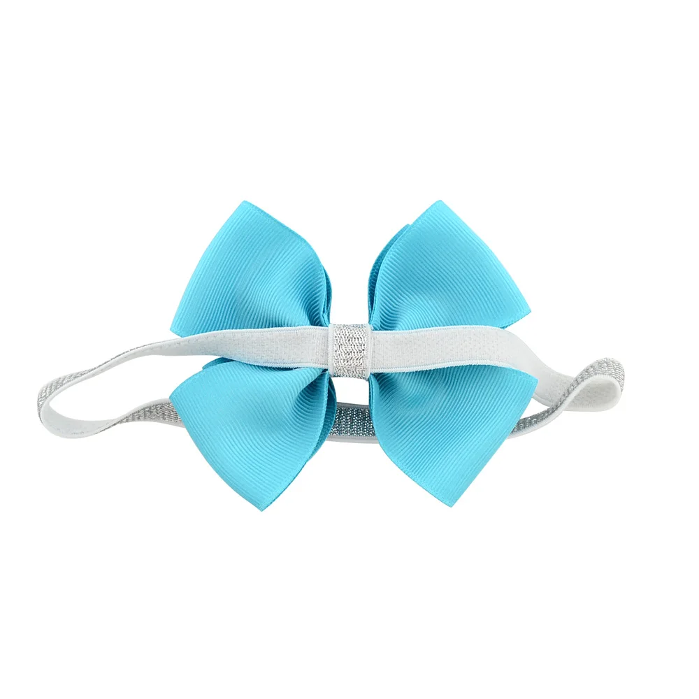 

1 piece Sweet Color Kids Bow Headband Silver Ribbon Bows with Thin Hairband Photography Props Girls Bow Tiara Headwrap 724
