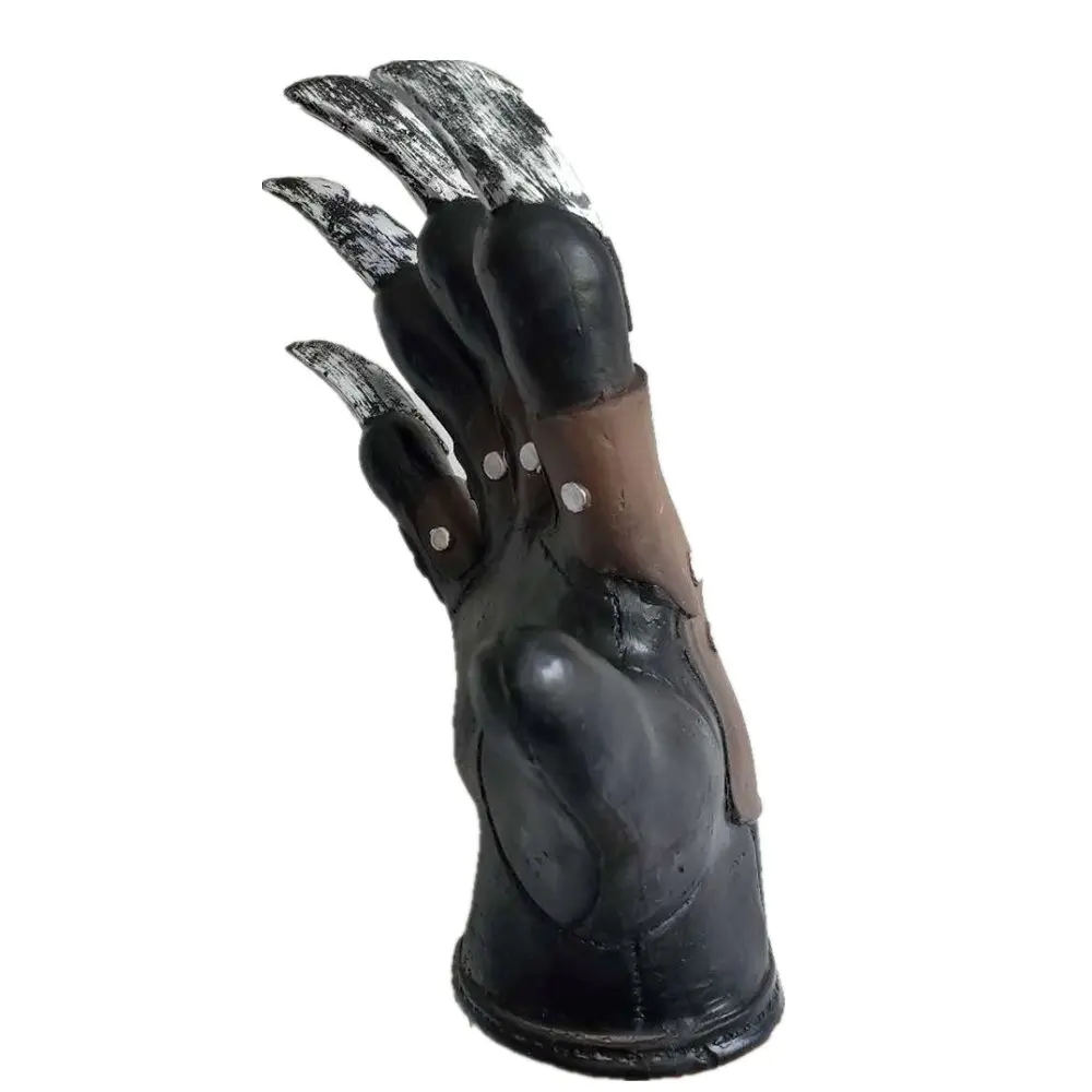 

Freddy Krueger Latex Right Hand Gloves Scary Carnival Halloween Realistic Adult Party Costume Horror Hood RPA014