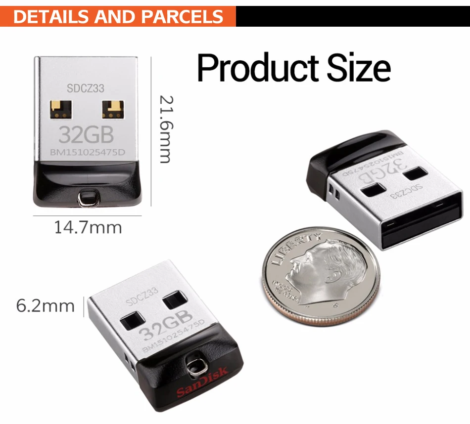 SanDisk USB 2,0 CZ33 мини-флеш-накопители 64 ГБ 32 ГБ 16 ГБ 8 ГБ USB флеш-накопитель U диск USB флешка