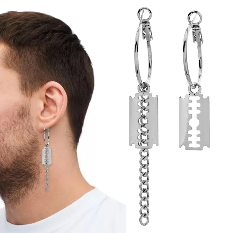 

69HB 1 Pair Alloy Dropping Earrings Harajuku Punk Cool Chain Ear Pendant Dangle for Women Men Jewelry Gifts