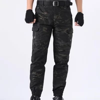 plus size men casual pants fashion camouflage print new autumn cargo pants multi pockets high waist tactical trousers