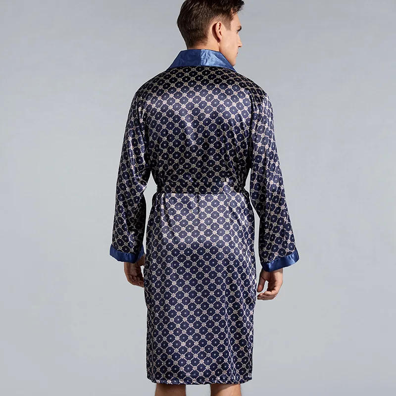 7XL Silk Bathrobe Soft Cozy Long Sleeve Sleep Tops Shorts Plus Size Robe Sets Men Pajamas Kimono Printed Robes Satin Sleepwear