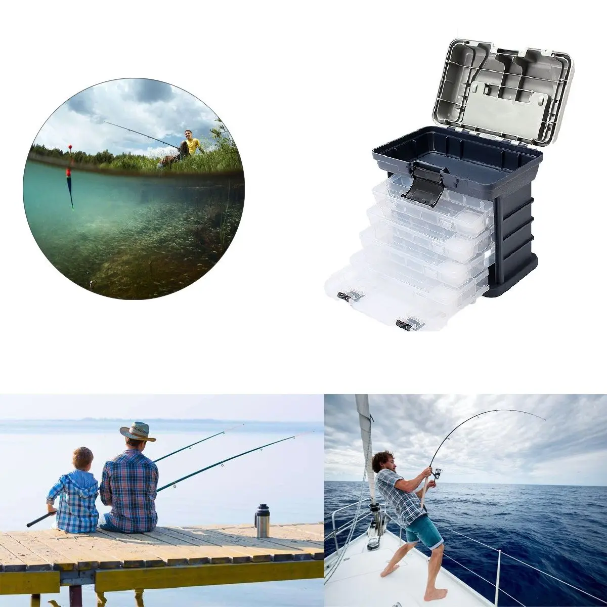 

5 Layer Fishing box Portable Fish Lures Container Box Fishing Reel Line Lure Tool Storage Box Fishing Tackle Case Organizer