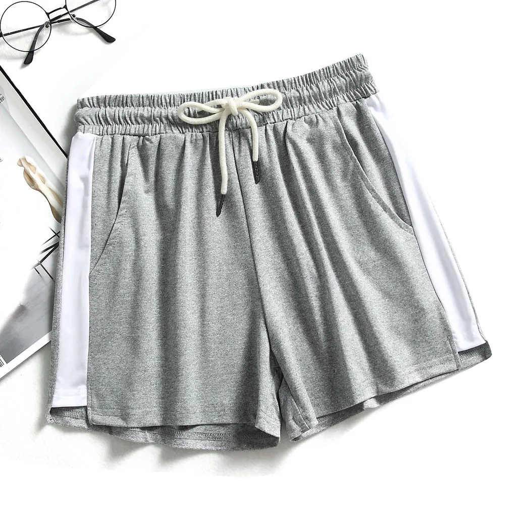 Модные женские шорты летние однотонные спортивные на шнуровке с эластичным