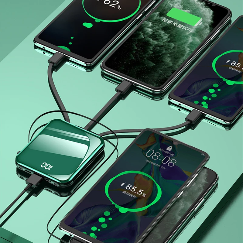 Портативный внешний светодиодный с кабелем Micro USB Type-C 20000 мАч | Мобильные телефоны