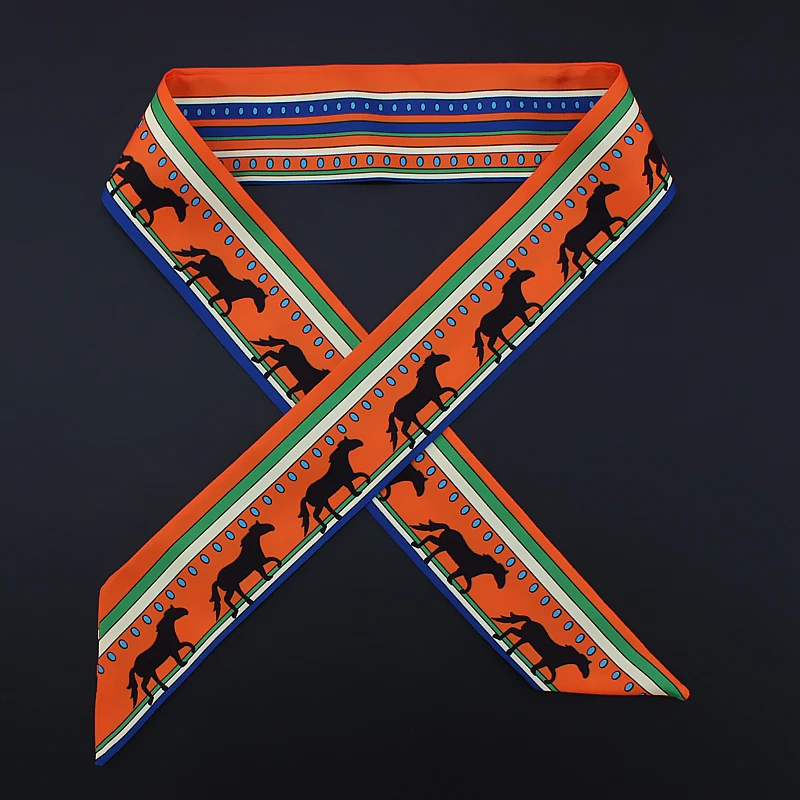 Дизайнерские 2020 Для женщин шелковый шарф тощие волосы группа лошади с узором в