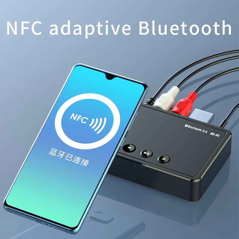 NFC Bluetooth 5 0 RCA аудио приемник 3 мм AUX разъем беспроводной адаптер с управлением