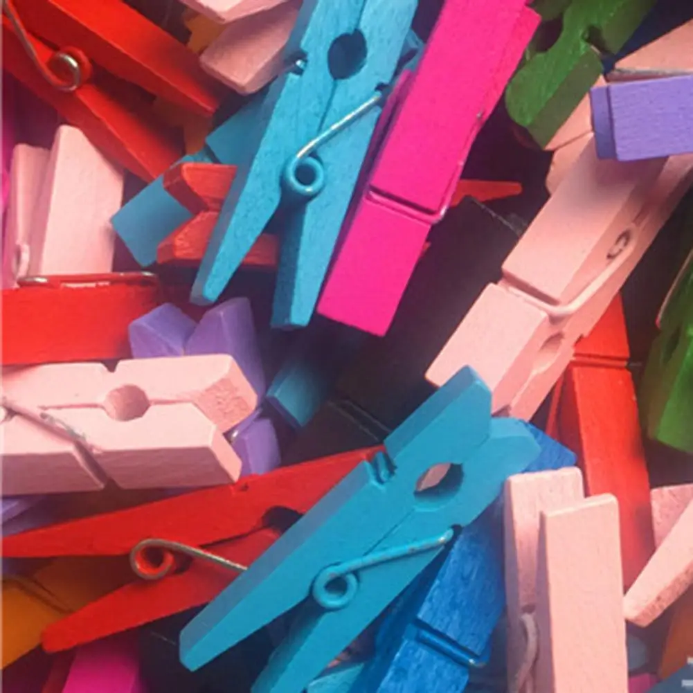 50 шт. цветные деревянные зажимы для фотографий прищепки в форме ленты