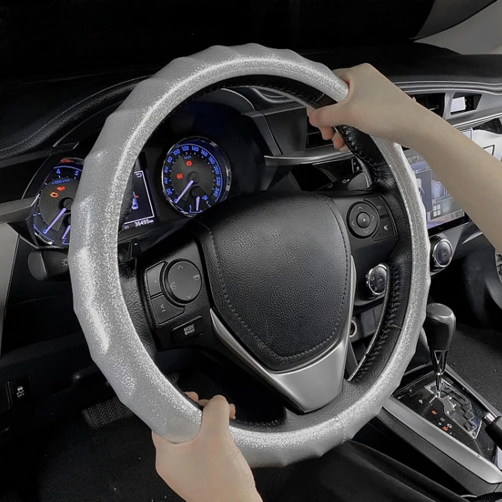 

Carmen Colorful Fluorescent Car Steering Wheel Cover Wave Anti-Slip Handle Protector Four Seasons Universal 15 Inch Car Styling