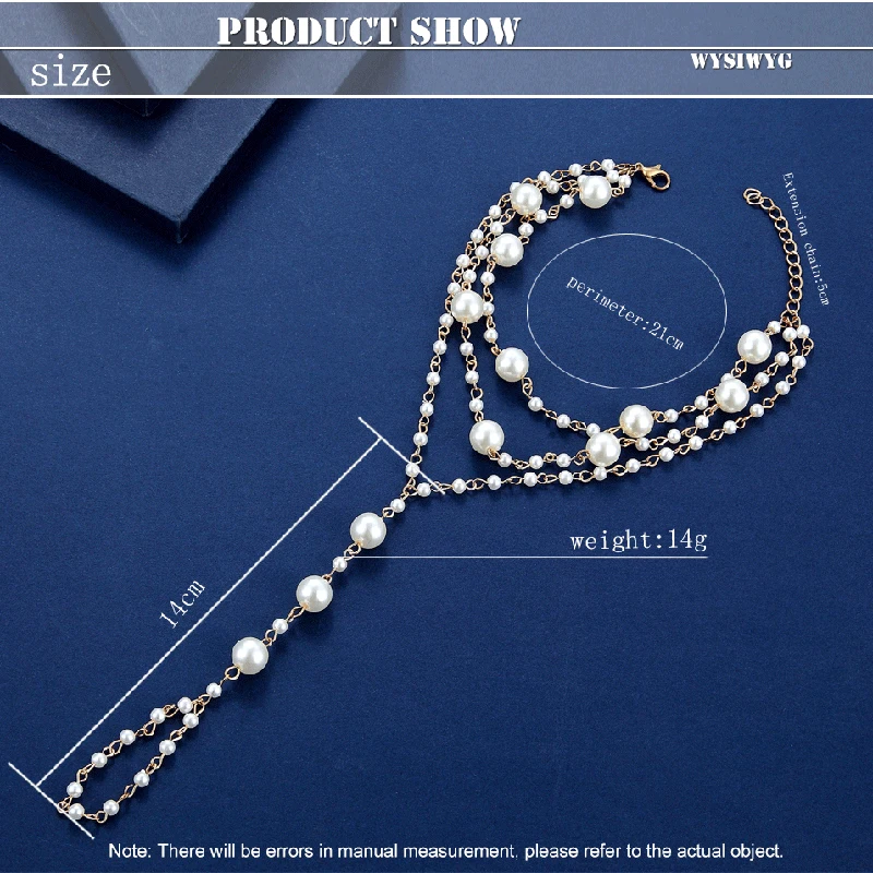 Модный Дикий жемчужный браслет для ног женские пляжные сандалии трехслойные