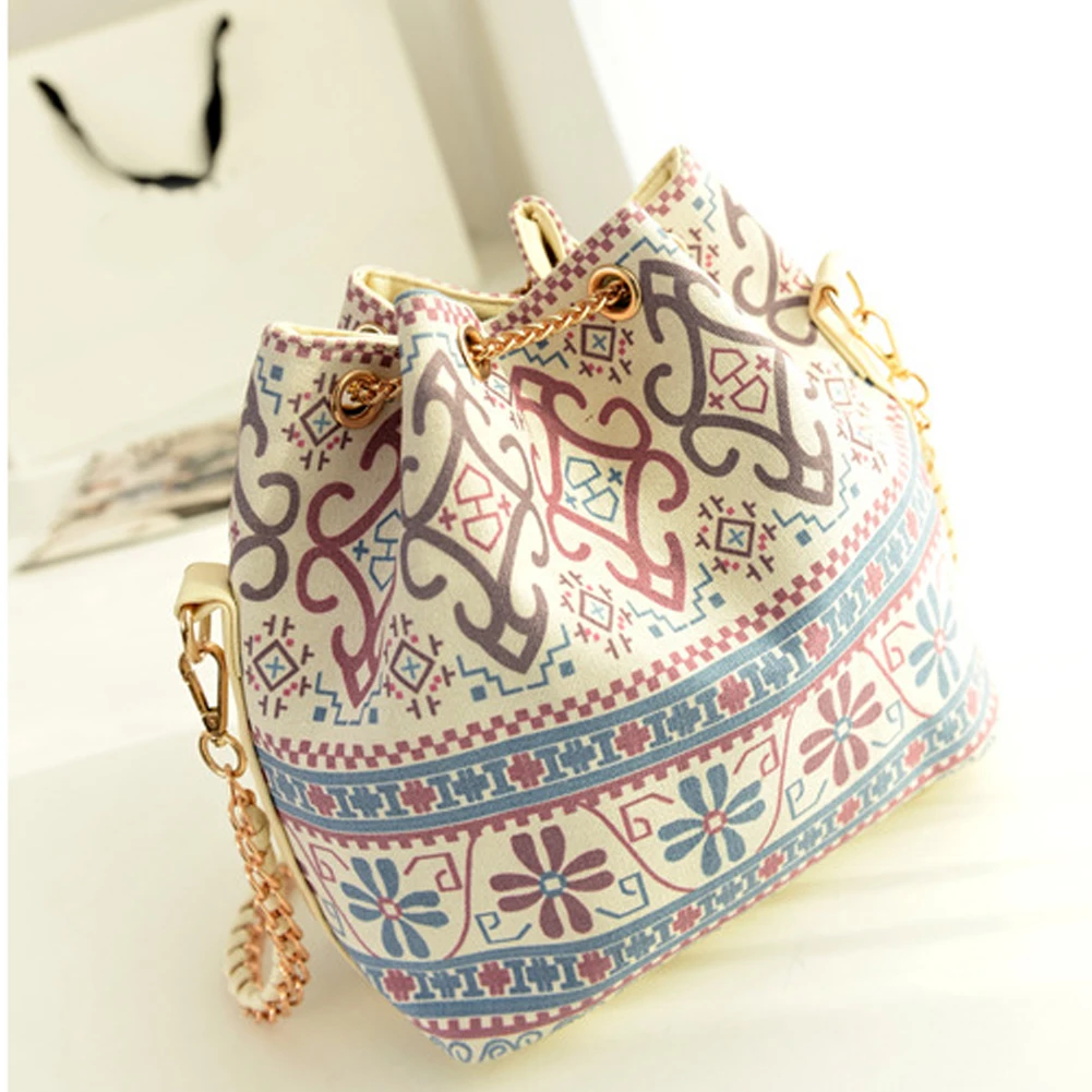 

Women Casual Pearl Pendant Printed Single Shoulder Daily Shopping Street Dating Fashion Gift PU Leather Bucket Bag