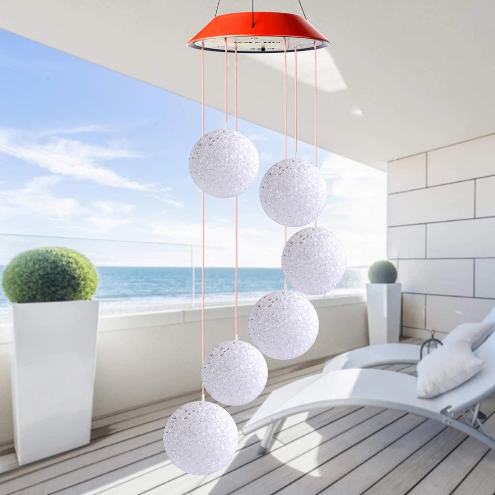 

1PC Solar Powered LED Wind Chime Light Color Changing Spiral Wind Chime Lamp Decorative Windbell Light Hanging Ornament Dropship