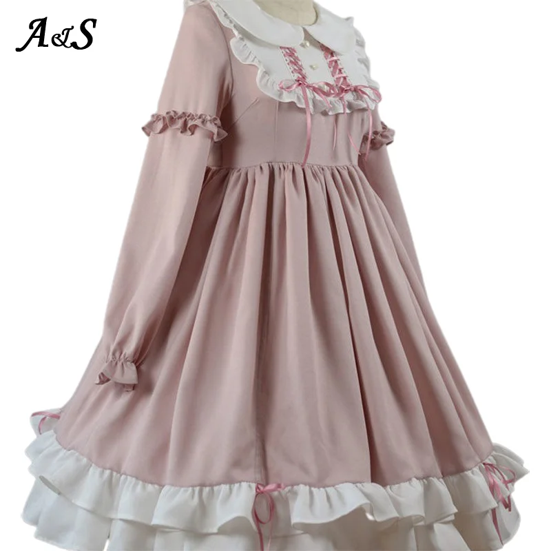 Anbenser Vintage Lolita Dress Women Japanese Style Pink Ruffle Dresses Harajuku Ulzzang Korean Style Kawaii Cute Female Clothing
