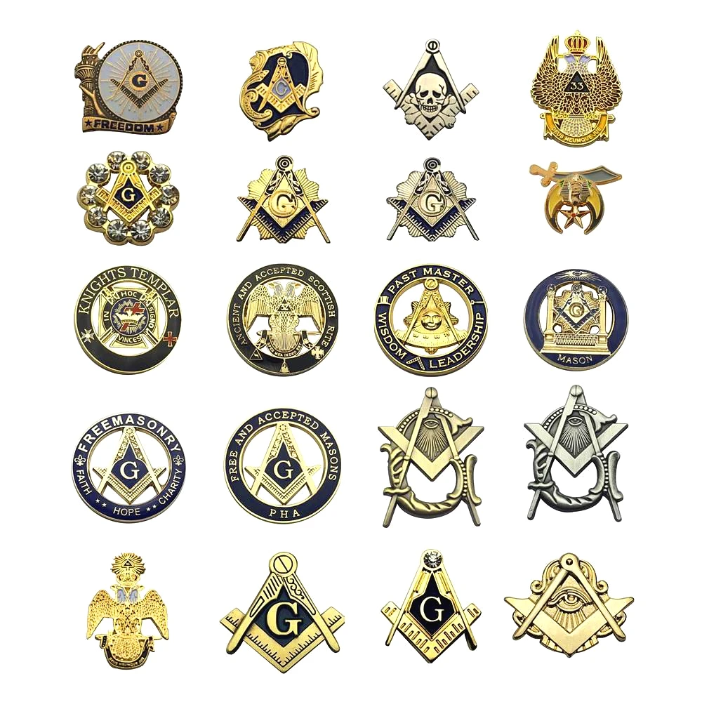 

Multi Masonic Lapel Pins Free and Accepted Mason Knight templar Compass and Sqaure Brooch Gifts Badges With Butterfly Clutch