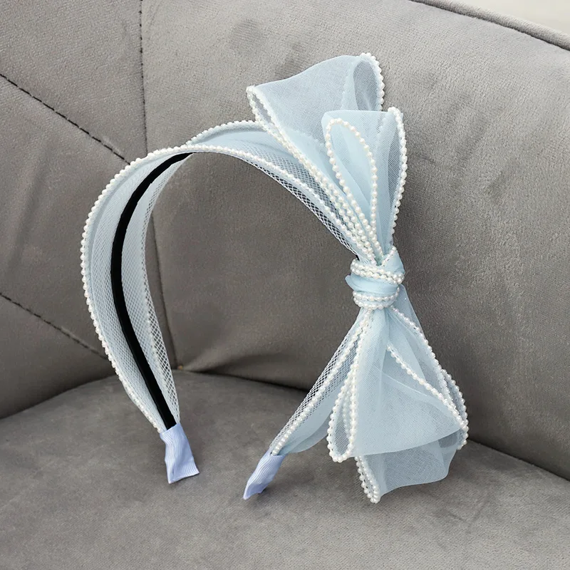 

Headband Hairband For Women Girl Organza Lace Bow Knot Pearl Fresh Sweet Korean Fashion Hair Accessories Wholesale 2021 New