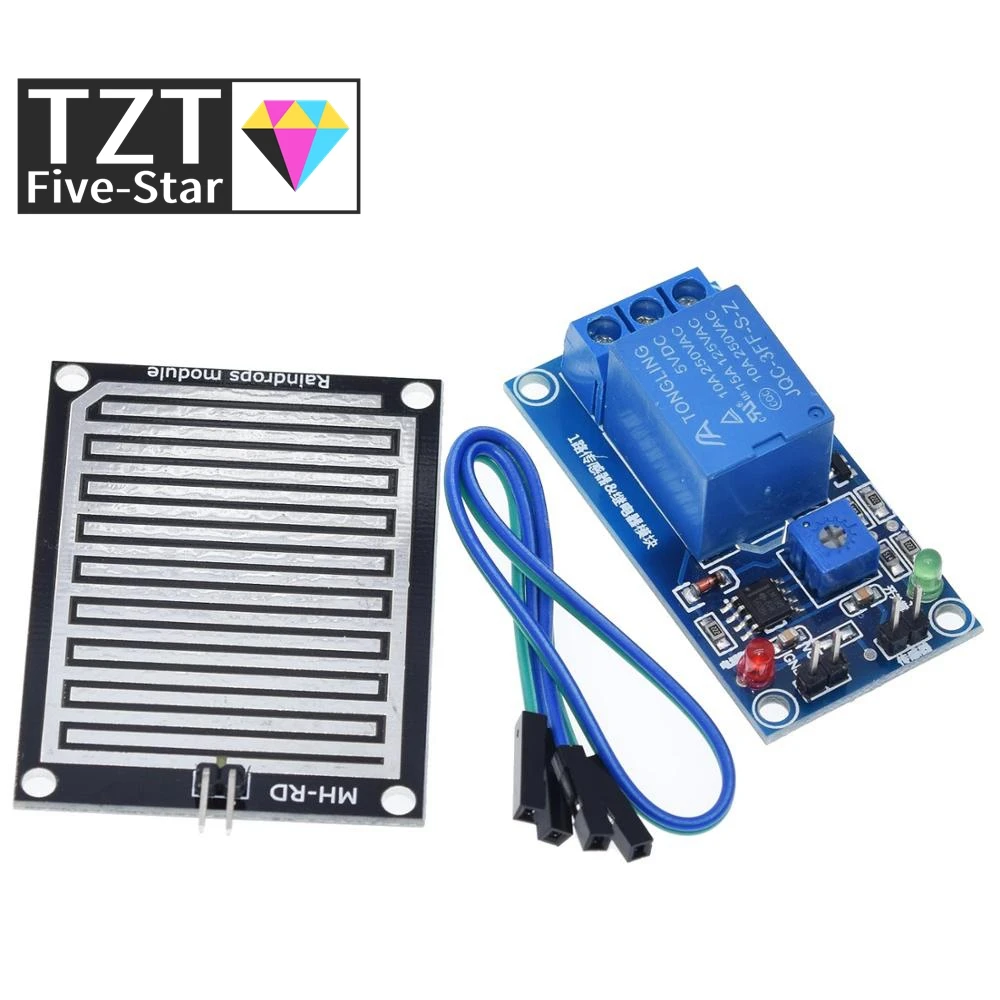 Модуль датчика дождевой воды TZT + модуль управления реле постоянного тока 5 в 12 В