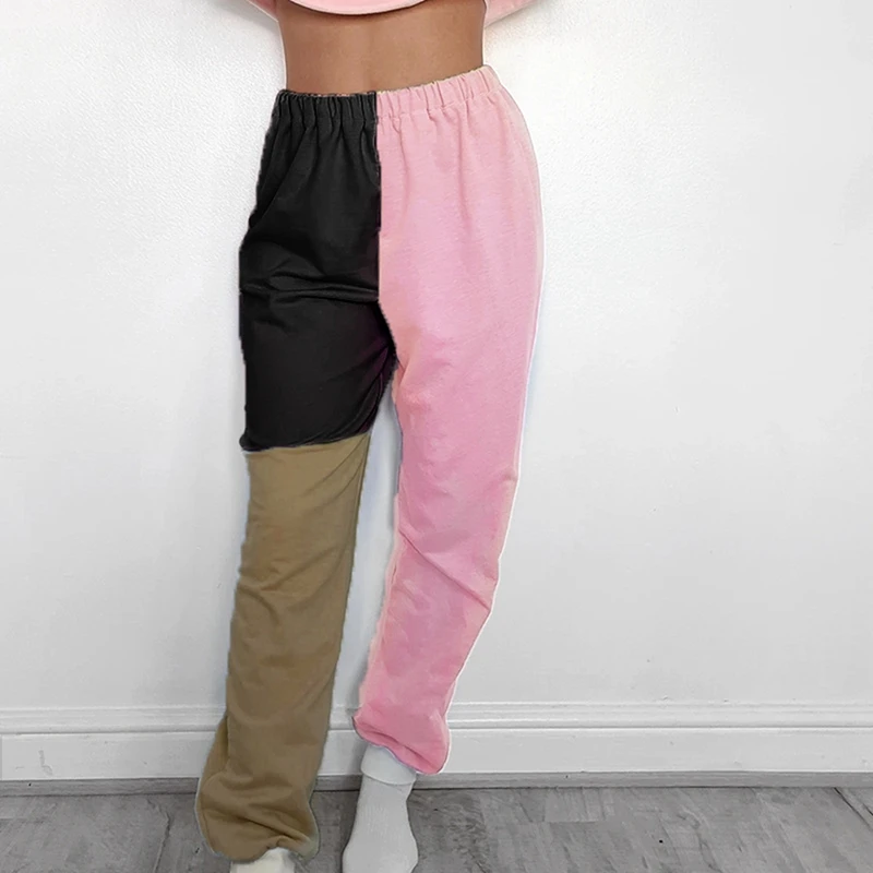 

Patchwork Casual Joggers Sweatpants Elastic High Waist Pants Women Harajuku Fashion Long Trousers Street Pant