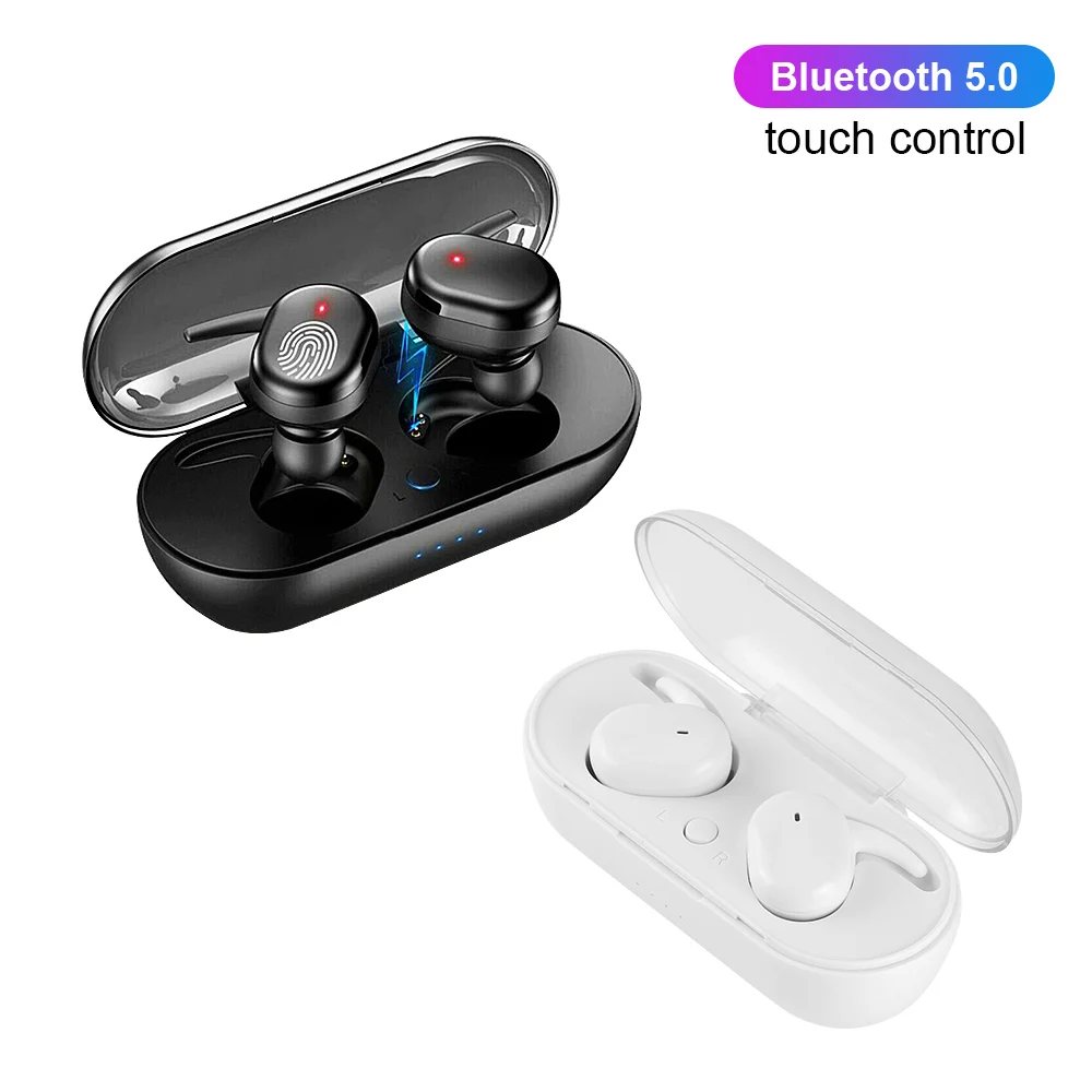 

2pairs Bluetooth 5.0 Earphone Sports Waterproof Headphone Wireless Fitness Headset Rechargeable Earphone Black