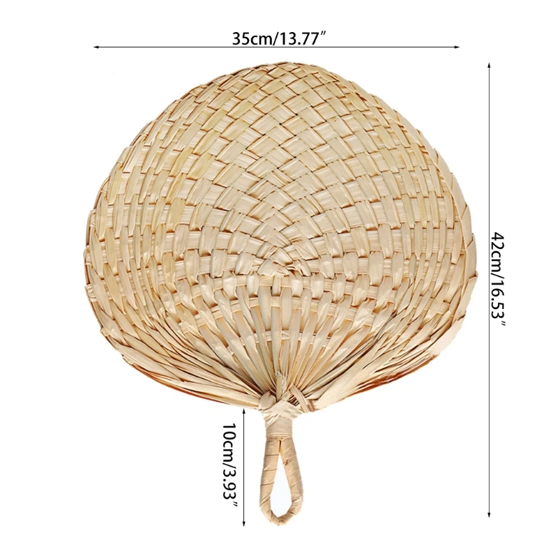 

Chinese Style Handmade Fan Natural Hand Weaving Palm Leaf Fan Blades Portable Cooling Fan For Child and Adult