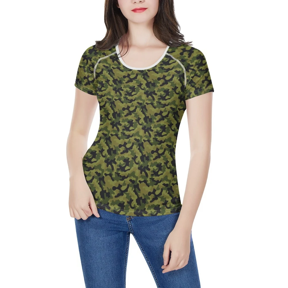 

New Arrive Fashion Custom Design Camouflage Camo 3D Print Women's All-Over Print T shirt Customer Drop Shipping Wholesalers