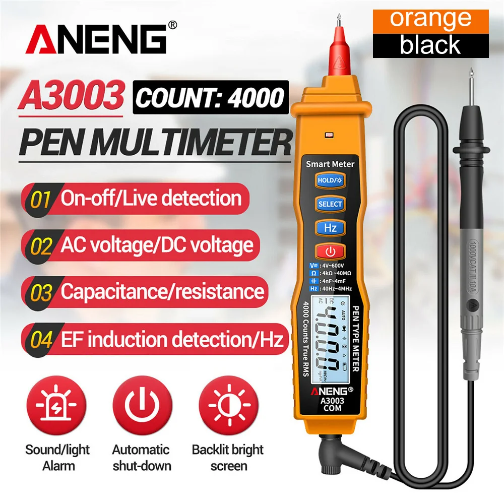 

1Set Digital Multimeter Pen Type Auto Digital Voltage Tester 4000 Counts Non-Contact Voltmeter Auto-Ranging Fast Measure Ammeter