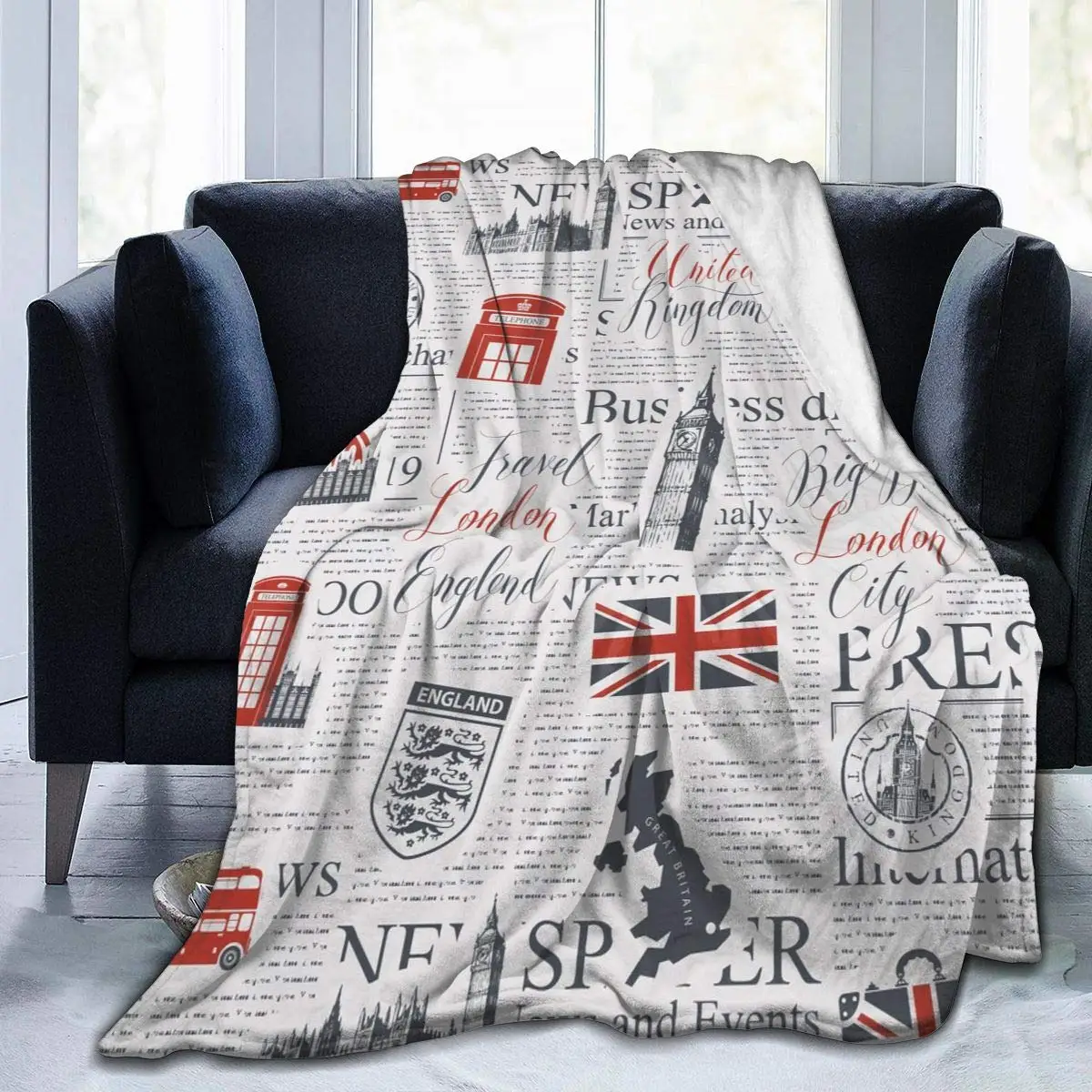 

Flannel Blanket British Newspapers Lightweight Cozy Bed Blanket Soft Throw Blanket fits Couch Sofa Suitable for All Season