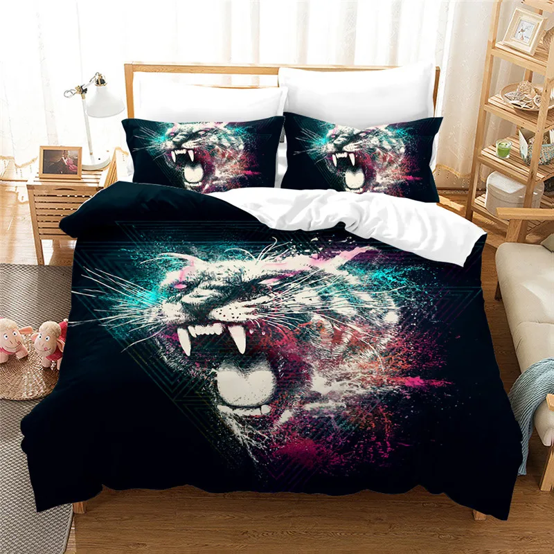

3D printing leopard duvet cover set Luxury bedding sets quilt cover and pillowcase 3pcs king size Animal Comforter Set bed linen