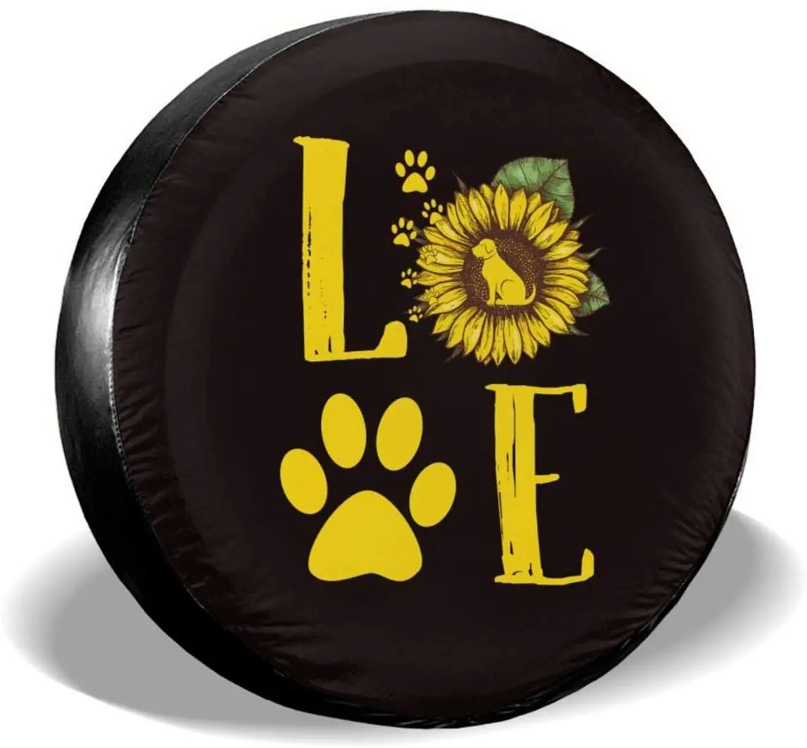 

SISHANQE Sunflower Love Dog Paw Spare Tire Covers Potable Dirt Protector Wheel Cover Waterproof for Trailer RV SUV