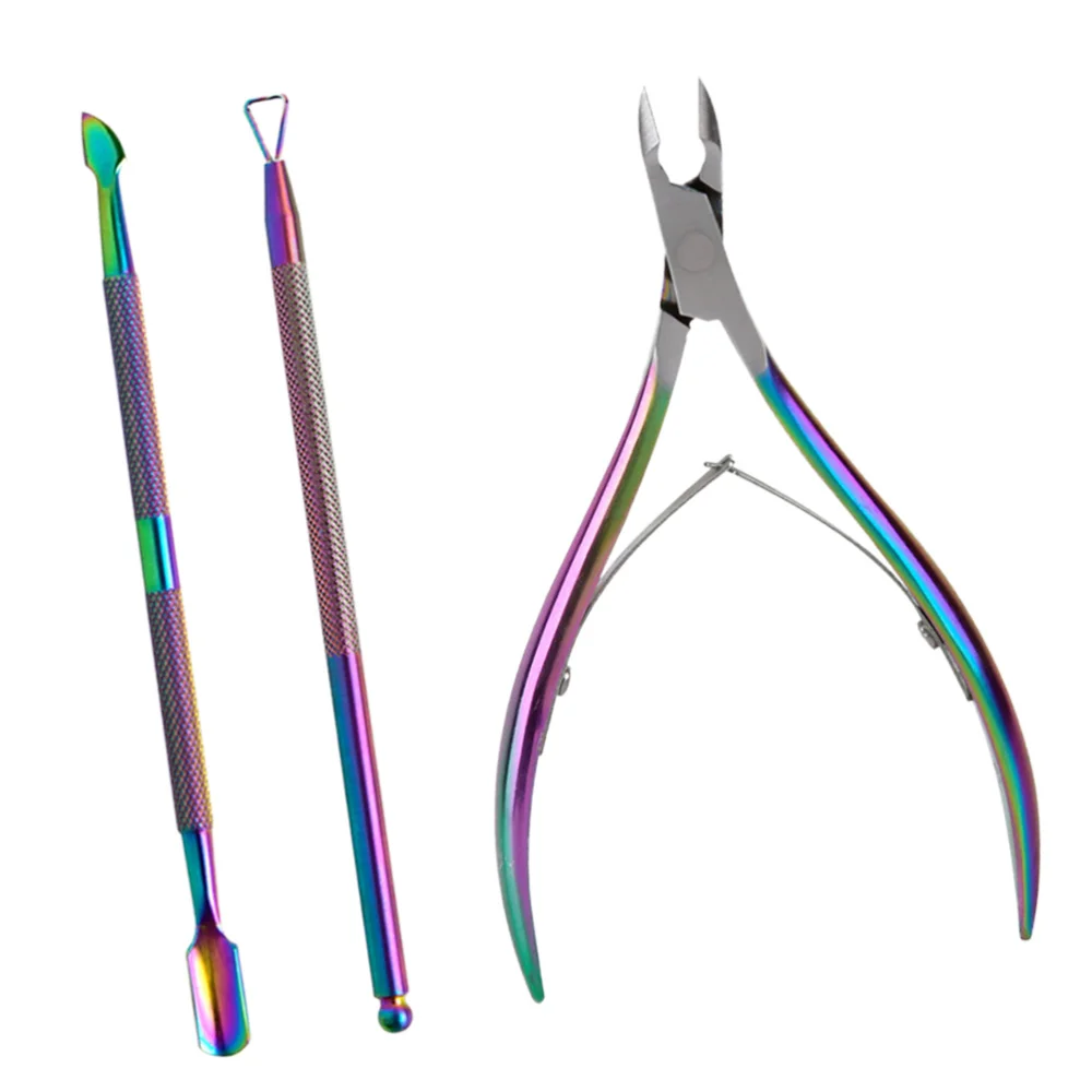 

1 Set 3pcs Multi-functional Dead-skin Shear Nippers Cuticle Pusher Cleaner Trimmer Sharp Cuticle Remover Tool Cuticle Nippers St