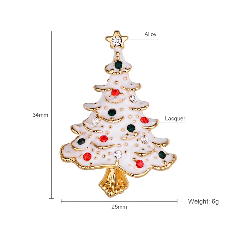 

HONGYE 2021 Vintage Christmas Tree Brooches Pins Women's White Green Enamel Crystal Brooch Gift Winter Coat for Women Child