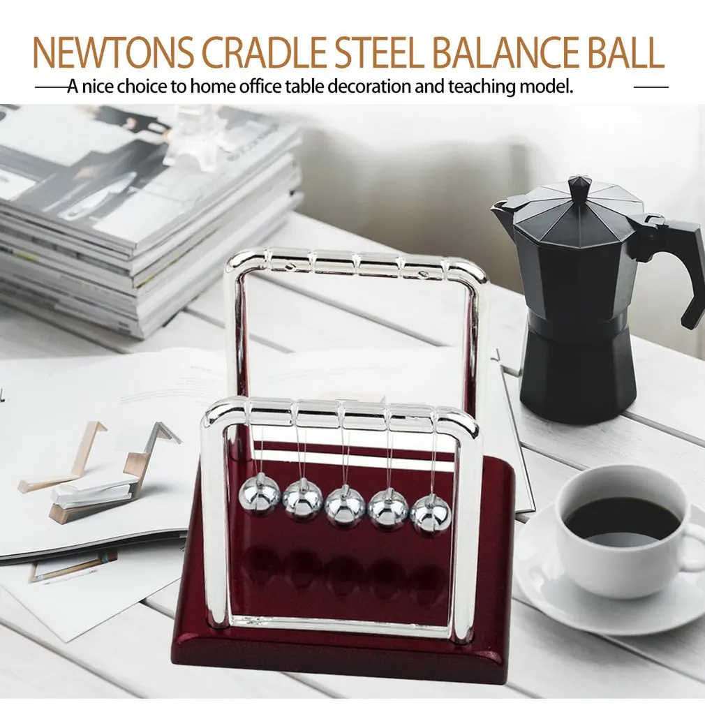

Newton's Cradle Steel Balance Ball Physics Science Pendulum Desk Toys Games Desk Home Decoration