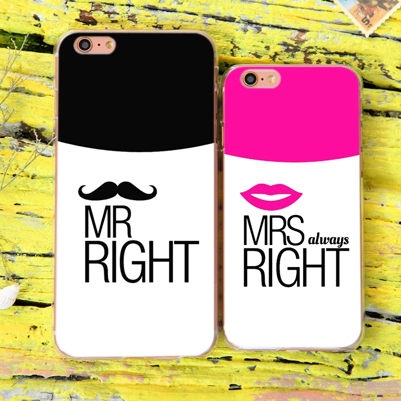 

MR RIGHT MRS ALWAYS RIGHT Soft Lovers phone case For Iphone XS 11 Pro Max SE 2020 12 Mini XR X 6 6S 7 8 Plus 5 5S 10 Shell Cover