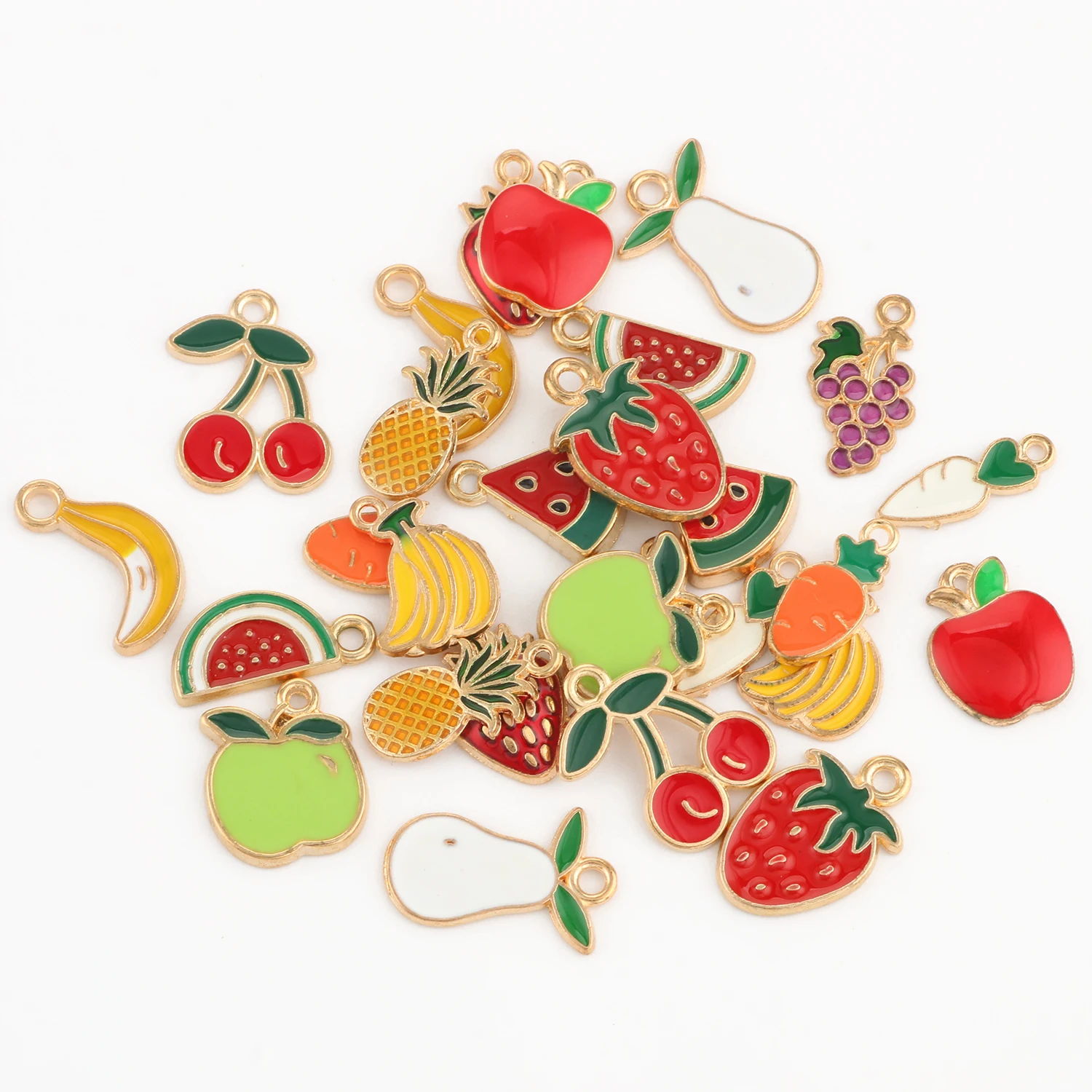 10 шт./лот милые эмалевые подвески в виде фруктов клубники арбуза ананаса для