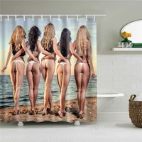 sexy woman pattern shower curtains beauty bathroom curtain fabric funny waterproof macrame screen home decor with hanging ring