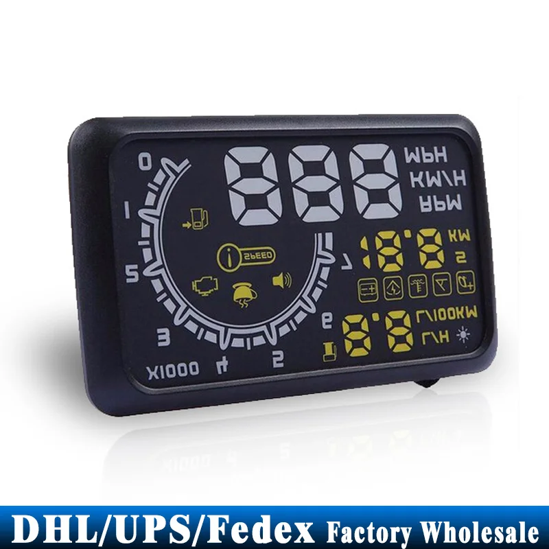 

(Wholesale) 50 PCS 5.5" Large Screen Car HUD Head Up Display Projector Speeding Warning System OBDII OBD2 Interface KM/h