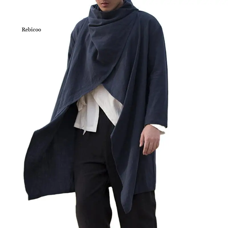 

Spring New Men's Windbreaker Mid-Length Cloak Cardigan Long-Sleeved Jacket Trend