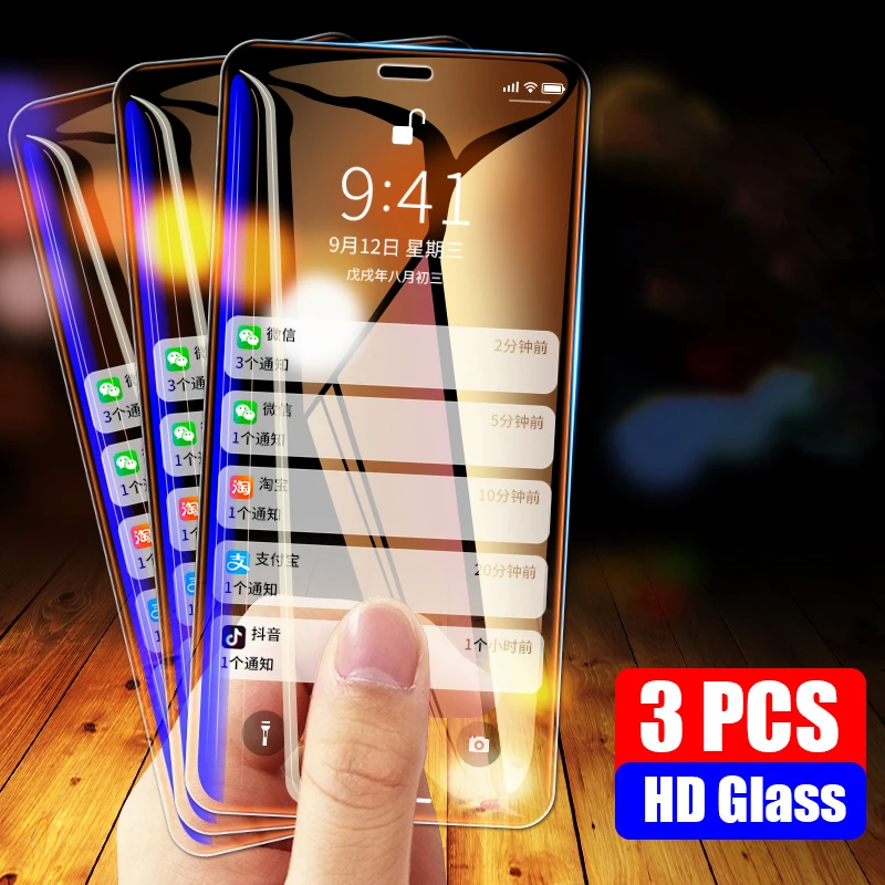 3 шт. закаленное стекло для iPhone 11 Pro Max X XS MAX XR 7 8 Plus 6 6s SE 2020 5 5s HD Защитное