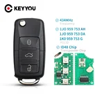 Флип-чехол KEYYOU с 3 кнопками для VW PASSAT Polo Skoda Seat CADDY Golf Beetle JETTA 1J0959753 DAAH 1K0959753G 434 МГц