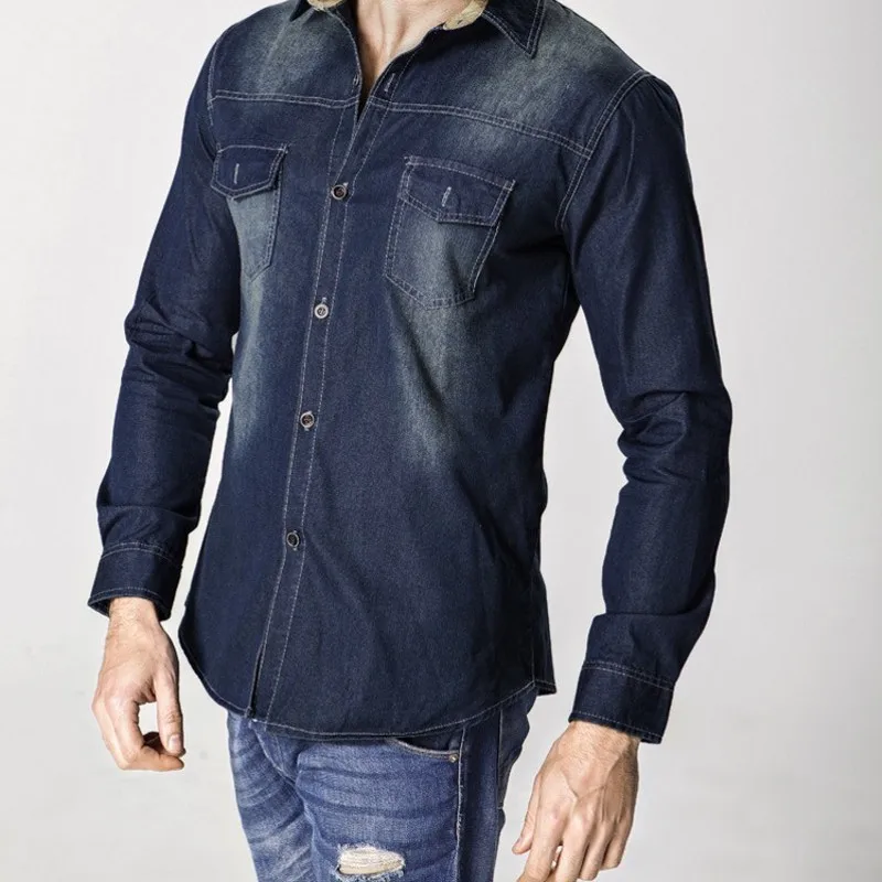 Мужская одежда новая мода 2020 Весенняя джинсовая рубашка повседневная мужская с