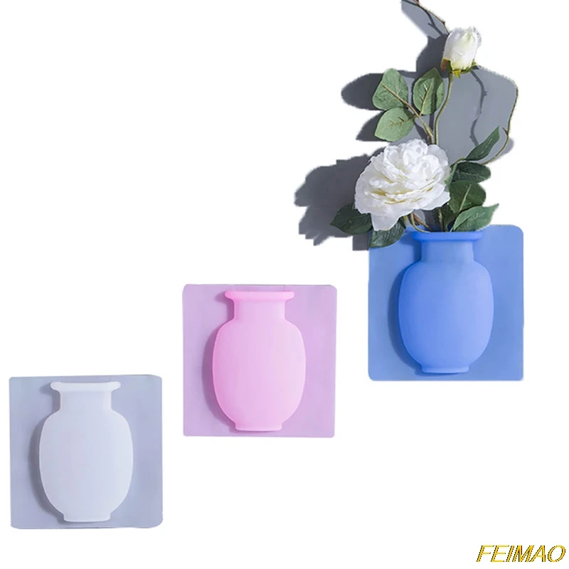

1 Pc Creative Magic Silicone Sticker Vase Suction Wall Hanging Soft Vase Bathroom Wall Vase Fridge Magic Flower DIY Home Decor
