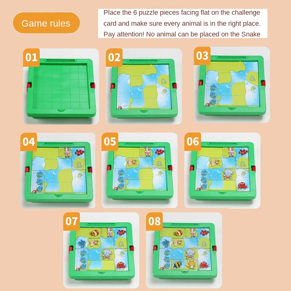 60 Challenges IQ Puzzle Intelligence Diy Creative Animal Paradise Game Mind Brain Board Educational Toy for Children |