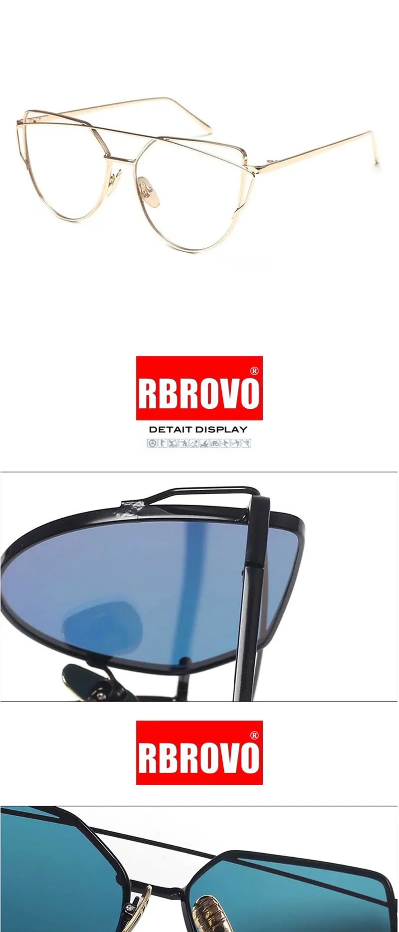 RBROVO, фирменный дизайн, кошачий глаз, солнцезащитные очки для женщин, Ретро стиль, металлические, отражающие очки для женщин, зеркальные, Ретро стиль, Oculos De Sol Gafas